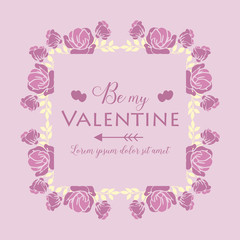 Elegant frame, with ornate pink and white floral, for invitation card happy valentine design. Vector