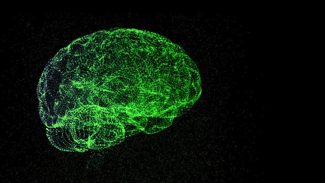 Animation of brain rotating in space, developing new ideas and solutions.