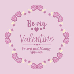 Fototapeta na wymiar Pattern wallpaper of cards happy valentine, with beautiful pink floral frame. Vector
