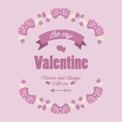 Pattern wallpaper of cards happy valentine, with beautiful pink floral frame. Vector
