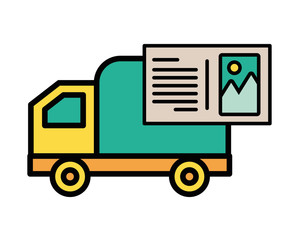 truck cart with envelope mail postal service