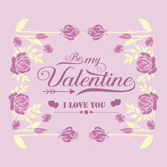 Modern greeting card happy valentine, with pink wreath frame seamless. Vector