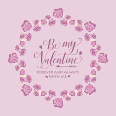 Fototapeta na wymiar Modern greeting card happy valentine, with pink wreath frame seamless. Vector