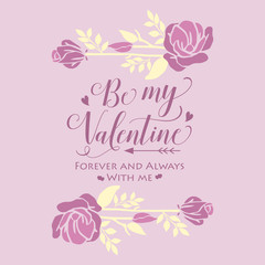 Cute pink wreath frame, romantic, for greeting card decor happy valentine. Vector