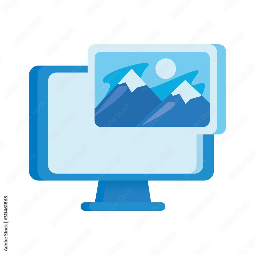 Poster desktop computer display with picture file