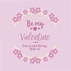 Ornate of pink floral frame beautiful, for greeting card design happy valentine. Vector