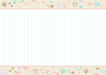 ハート　ギフトフレーム　ストライプ背景