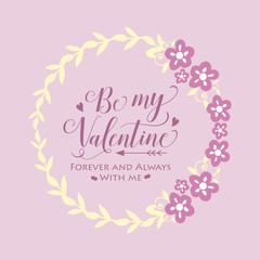 Fototapeta na wymiar Elegant card happy valentine design, with beautiful pink and white wreath frame. Vector