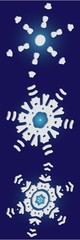 Collection of simple snowflakes on blue background.