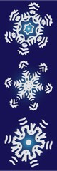 Collection of simple snowflakes on blue background.