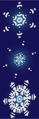 Set of isolated falling snowflakes on blue background.
