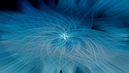 Abstract design of blue twisted light fibers