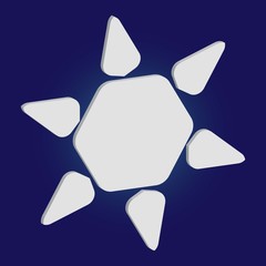 Simple christmas snowflake on blue background.