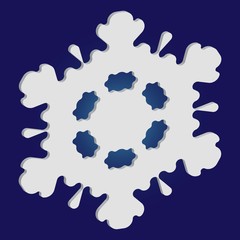 Simple christmas snowflake on blue background.