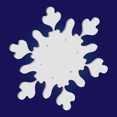 Simple, beautiful snowflake on blue background.