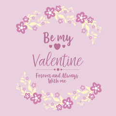 Fototapeta na wymiar Template of cards happy valentine, with pink and white flower frame of elegant. Vector