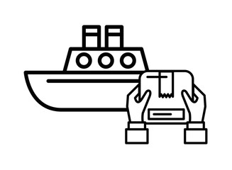 box carton with ship boat delivery service