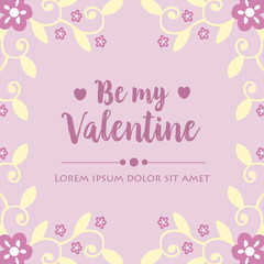 Invitation card decor happy valentine of unique, with pink flower frame texture elegant. Vector