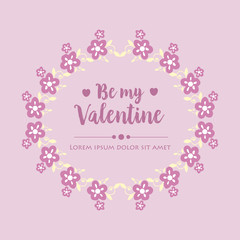 Design pink and white floral frame elegant, for greeting card happy valentine romantic. Vector
