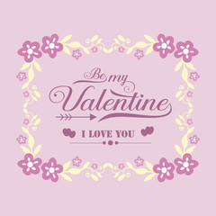 Decoration of invitation card happy valentine, with beautiful pink and white flower frame. Vector