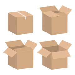 collection of cardboard boxes isolated illustration on white background