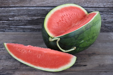 watermelon on wooden table