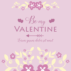 Card decoration unique happy valentine, with pink and white wreath frame elegant. Vector