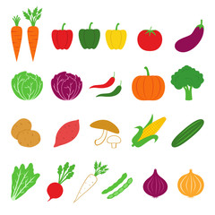 Collection of Vegetables Vector Flat Design Illustration