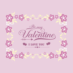 Vintage pink and white floral frame with style unique, for design template of card happy valentine. Vector