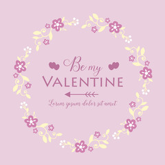 Invitation card happy valentine of elegant, with pink and white flower frame unique. Vector