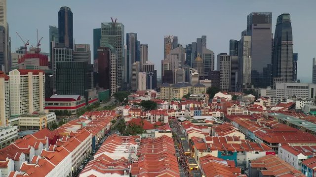 Sep 27/2019 late afternoon at the inner streets of Chinatown are adorned with colorful traditional lanterns, Singapore