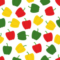 Bell Pepper Seamless Pattern Background Vector Design Template
