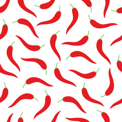 Red Chilli Pepper Seamless Pattern Background Vector Design Template