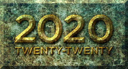 2020 and Twenty Twenty Marble Monument – 3D Illustration