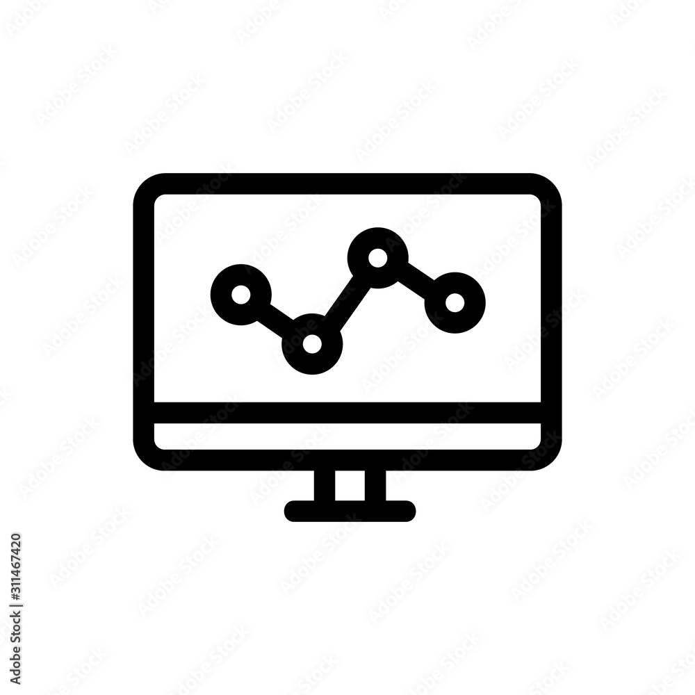 Poster graph on the computer icon vector. a thin line sign. isolated contour symbol illustration