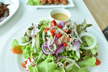 fresh salad on a white plate