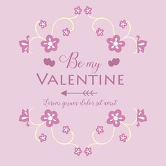 Beauty of pink and white floral frame, for greeting card decor happy valentine unique. Vector