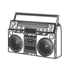 Original contour illustration of a retro cassette player. Boombox. Coloring