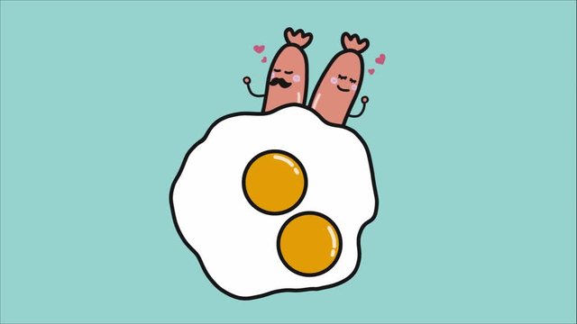 Fired egg and sausage lover cartoon