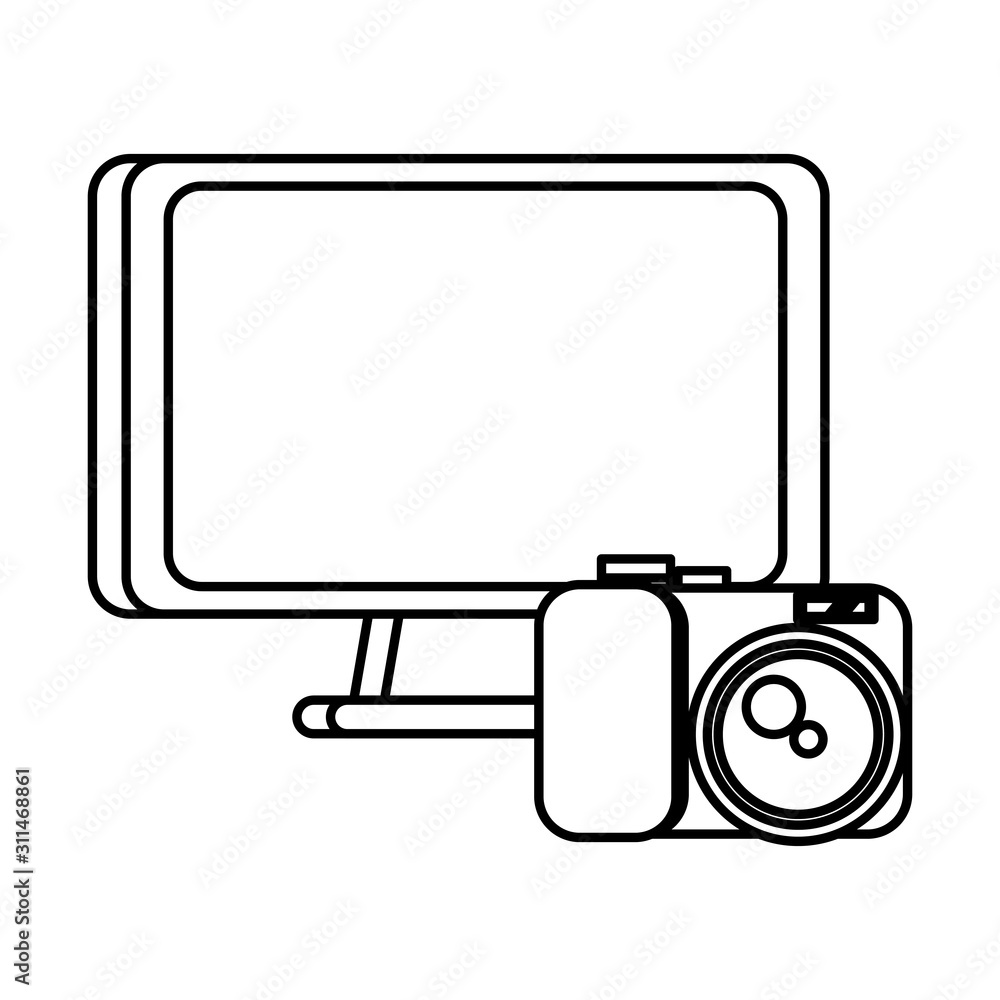 Poster desktop computer display with camera photographic