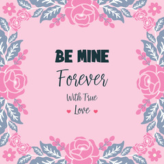 Sweet pink background, with seamless floral frame, for card decor be mine. Vector