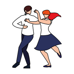 couple of people in pose of dancing on white background