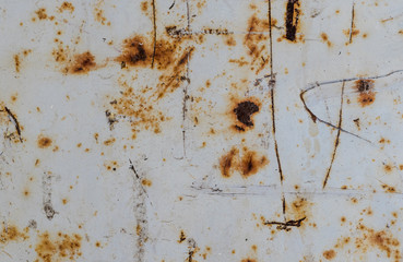 Old white iron sheet with rust