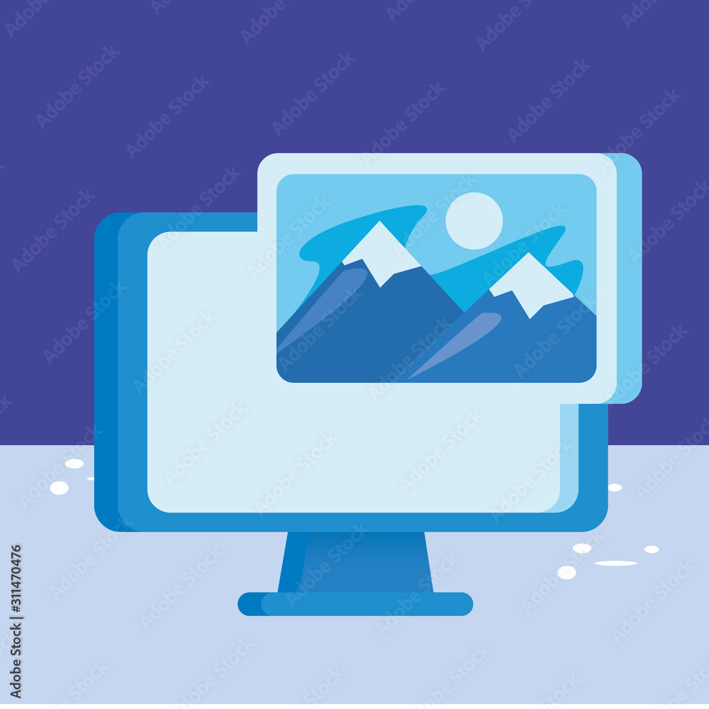 Poster desktop computer display with picture file