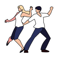 couple of people in pose of dancing on white background