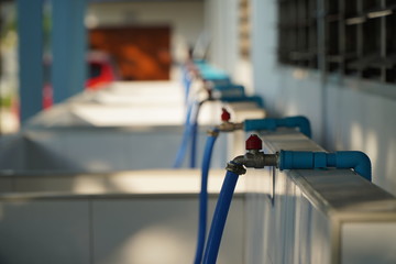 Many taps without water in the school.