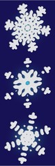 Collection of simple snowflakes on blue background.