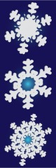 Set of christmas 3d snowflakes on blue background.