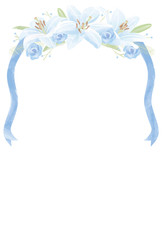 花　植物　フレーム　百合　イラスト　ベクター