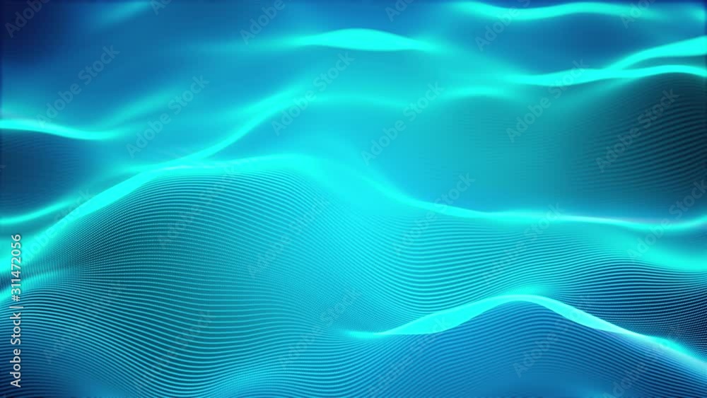 Poster big data wave of particles, computer generated. glowing striped effect. 3d rendering of a futuristic